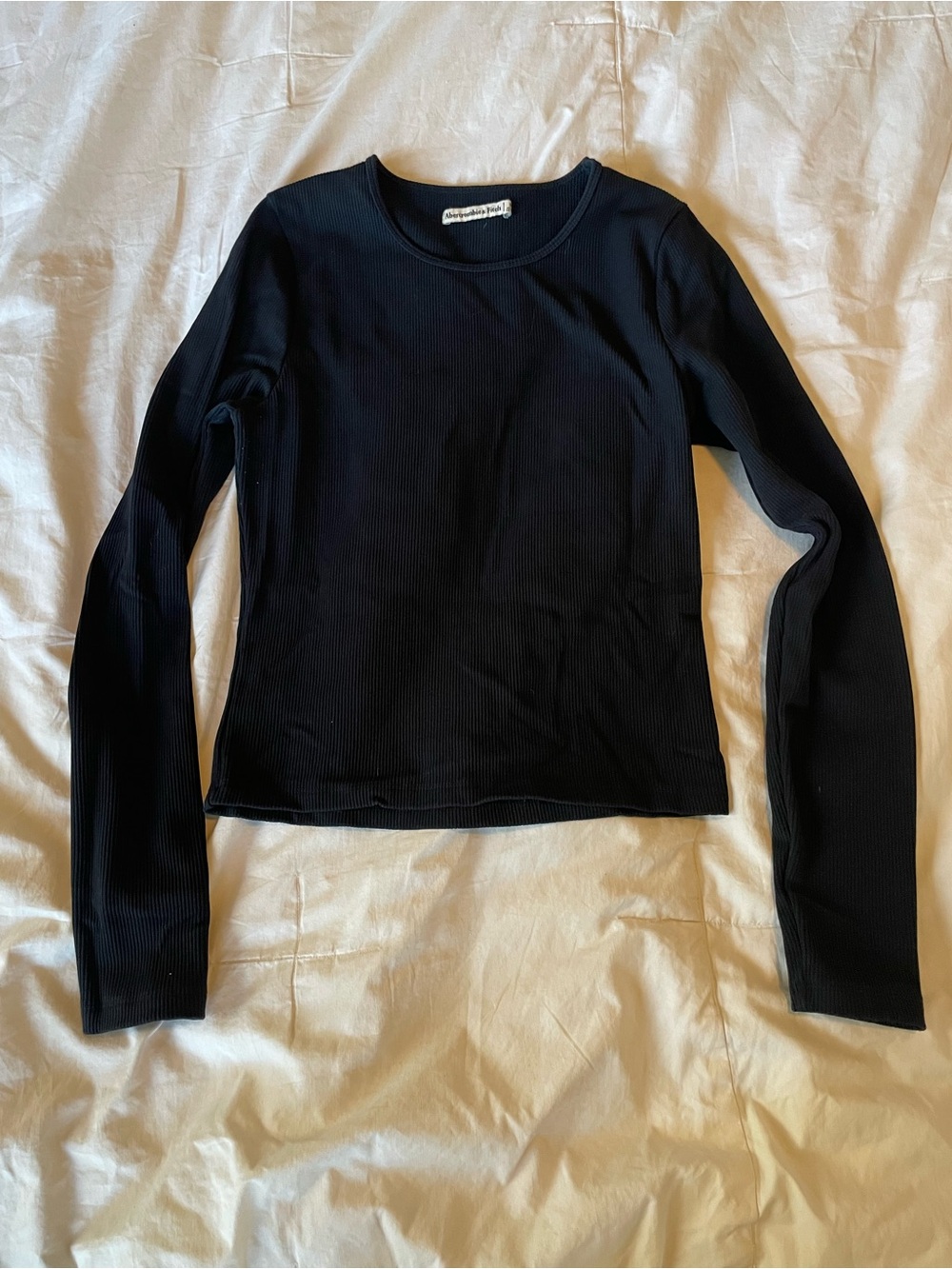Abercrombie & Fitch Black Ribbed Long Sleeve Top Size medium